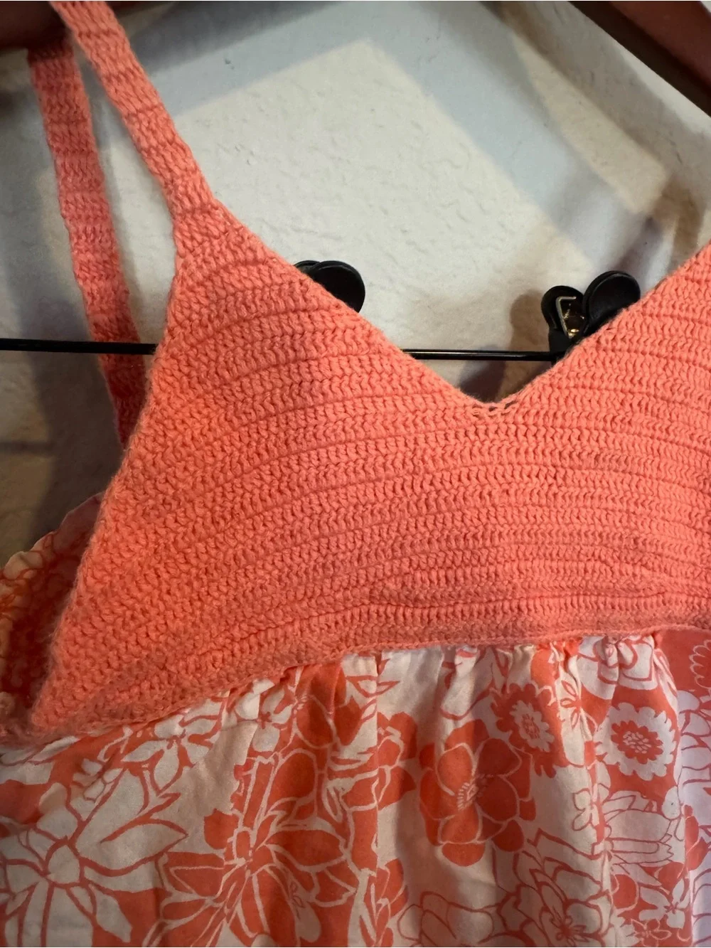 Janie and Jack Girls Coral Crocheted Floral Sundress - 2T